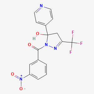 molecular formula C16H11F3N4O4 B4289896 [5-hydroxy-5-(4-pyridyl)-3-(trifluoromethyl)-4,5-dihydro-1H-pyrazol-1-yl](3-nitrophenyl)methanone 