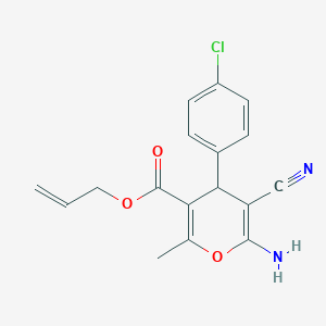 molecular formula C17H15ClN2O3 B4290264 prop-2-en-1-yl 6-amino-4-(4-chlorophenyl)-5-cyano-2-methyl-4H-pyran-3-carboxylate 