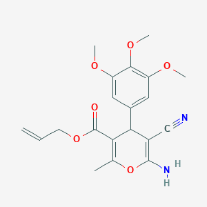 molecular formula C20H22N2O6 B4290297 prop-2-en-1-yl 6-amino-5-cyano-2-methyl-4-(3,4,5-trimethoxyphenyl)-4H-pyran-3-carboxylate 