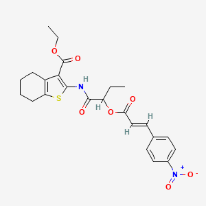 molecular formula C24H26N2O7S B4290314 ETHYL 2-(2-{[(2E)-3-(4-NITROPHENYL)PROP-2-ENOYL]OXY}BUTANAMIDO)-4,5,6,7-TETRAHYDRO-1-BENZOTHIOPHENE-3-CARBOXYLATE 
