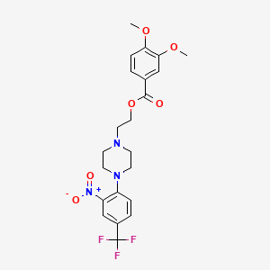 molecular formula C22H24F3N3O6 B4290374 2-{4-[2-NITRO-4-(TRIFLUOROMETHYL)PHENYL]PIPERAZINO}ETHYL 3,4-DIMETHOXYBENZOATE 