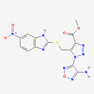 molecular formula C14H11N9O5S B4290378 METHYL 1-(4-AMINO-1,2,5-OXADIAZOL-3-YL)-5-{[(5-NITRO-1H-1,3-BENZODIAZOL-2-YL)SULFANYL]METHYL}-1H-1,2,3-TRIAZOLE-4-CARBOXYLATE 