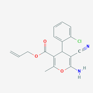 molecular formula C17H15ClN2O3 B4290449 prop-2-en-1-yl 6-amino-4-(2-chlorophenyl)-5-cyano-2-methyl-4H-pyran-3-carboxylate 