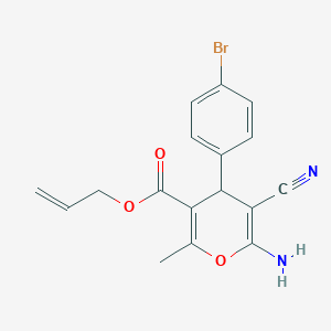 molecular formula C17H15BrN2O3 B4290451 prop-2-en-1-yl 6-amino-4-(4-bromophenyl)-5-cyano-2-methyl-4H-pyran-3-carboxylate 