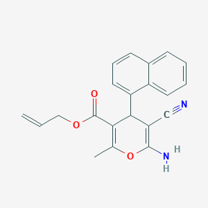 molecular formula C21H18N2O3 B4290452 prop-2-en-1-yl 6-amino-5-cyano-2-methyl-4-(naphthalen-1-yl)-4H-pyran-3-carboxylate 