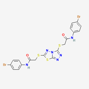 molecular formula C19H14Br2N6O2S3 B4290486 N-(4-BROMOPHENYL)-2-{[3-({[(4-BROMOPHENYL)CARBAMOYL]METHYL}SULFANYL)-[1,2,4]TRIAZOLO[3,4-B][1,3,4]THIADIAZOL-6-YL]SULFANYL}ACETAMIDE 