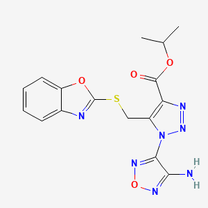 molecular formula C16H15N7O4S B4290533 propan-2-yl 1-(4-amino-1,2,5-oxadiazol-3-yl)-5-[(1,3-benzoxazol-2-ylsulfanyl)methyl]-1H-1,2,3-triazole-4-carboxylate 