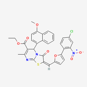 molecular formula C32H24ClN3O7S B4290594 ETHYL (2E)-2-{[5-(4-CHLORO-2-NITROPHENYL)FURAN-2-YL]METHYLIDENE}-5-(4-METHOXYNAPHTHALEN-1-YL)-7-METHYL-3-OXO-2H,3H,5H-[1,3]THIAZOLO[3,2-A]PYRIMIDINE-6-CARBOXYLATE 