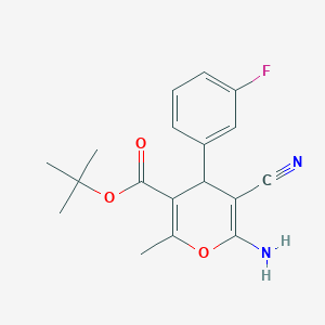 molecular formula C18H19FN2O3 B4290640 tert-butyl 6-amino-5-cyano-4-(3-fluorophenyl)-2-methyl-4H-pyran-3-carboxylate 
