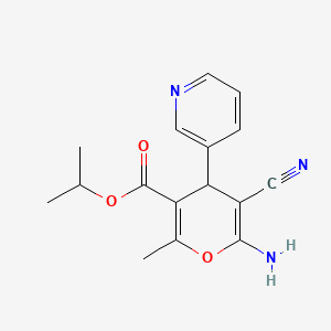 molecular formula C16H17N3O3 B4290654 propan-2-yl 6-amino-5-cyano-2-methyl-4-(pyridin-3-yl)-4H-pyran-3-carboxylate 