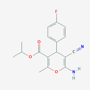 molecular formula C17H17FN2O3 B4290662 propan-2-yl 6-amino-5-cyano-4-(4-fluorophenyl)-2-methyl-4H-pyran-3-carboxylate 