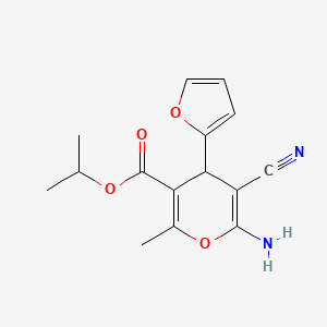 molecular formula C15H16N2O4 B4290666 propan-2-yl 6-amino-5-cyano-4-(furan-2-yl)-2-methyl-4H-pyran-3-carboxylate 