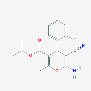 molecular formula C17H17FN2O3 B4290672 propan-2-yl 6-amino-5-cyano-4-(2-fluorophenyl)-2-methyl-4H-pyran-3-carboxylate 