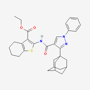 molecular formula C31H35N3O3S B4290684 ETHYL 2-[3-(ADAMANTAN-1-YL)-1-PHENYL-1H-PYRAZOLE-4-AMIDO]-4,5,6,7-TETRAHYDRO-1-BENZOTHIOPHENE-3-CARBOXYLATE 