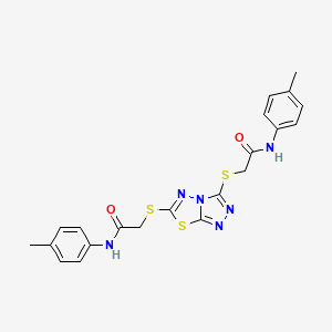 molecular formula C21H20N6O2S3 B4290753 N-(4-METHYLPHENYL)-2-{[3-({[(4-METHYLPHENYL)CARBAMOYL]METHYL}SULFANYL)-[1,2,4]TRIAZOLO[3,4-B][1,3,4]THIADIAZOL-6-YL]SULFANYL}ACETAMIDE 
