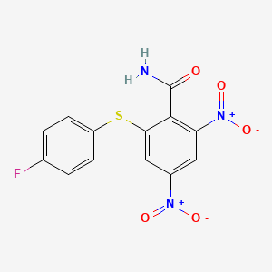 molecular formula C13H8FN3O5S B4290854 2-[(4-Fluorophenyl)sulfanyl]-4,6-dinitrobenzamide 