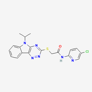 molecular formula C19H17ClN6OS B4290913 N-(5-chloropyridin-2-yl)-2-{[5-(propan-2-yl)-5H-[1,2,4]triazino[5,6-b]indol-3-yl]sulfanyl}acetamide 