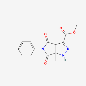 molecular formula C15H15N3O4 B4291071 METHYL 6A-METHYL-5-(4-METHYLPHENYL)-4,6-DIOXO-1H,3AH,4H,5H,6H,6AH-PYRROLO[3,4-C]PYRAZOLE-3-CARBOXYLATE 