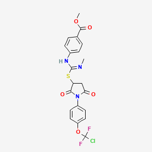 molecular formula C21H18ClF2N3O5S B4291224 METHYL 4-{[(Z)-({1-[4-(CHLORODIFLUOROMETHOXY)PHENYL]-2,5-DIOXOPYRROLIDIN-3-YL}SULFANYL)(METHYLIMINO)METHYL]AMINO}BENZOATE 