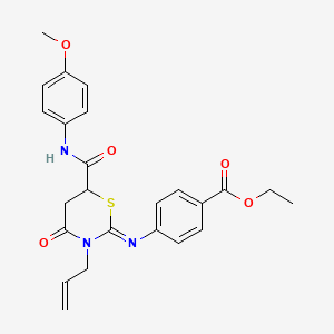 molecular formula C24H25N3O5S B4291388 ethyl 4-{[(2E)-6-[(4-methoxyphenyl)carbamoyl]-4-oxo-3-(prop-2-en-1-yl)-1,3-thiazinan-2-ylidene]amino}benzoate 