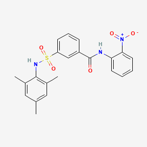 molecular formula C22H21N3O5S B4291394 N-(2-nitrophenyl)-3-[(2,4,6-trimethylphenyl)sulfamoyl]benzamide 