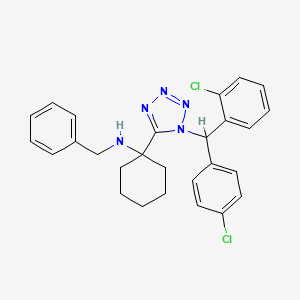 molecular formula C27H27Cl2N5 B4291533 N-BENZYL-1-{1-[(2-CHLOROPHENYL)(4-CHLOROPHENYL)METHYL]-1H-1,2,3,4-TETRAZOL-5-YL}CYCLOHEXAN-1-AMINE 