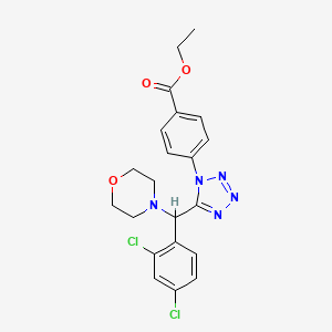 molecular formula C21H21Cl2N5O3 B4291545 ETHYL 4-{5-[(2,4-DICHLOROPHENYL)(MORPHOLIN-4-YL)METHYL]-1H-1,2,3,4-TETRAZOL-1-YL}BENZOATE 