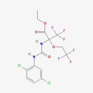 molecular formula C14H12Cl2F6N2O4 B4291551 ETHYL 2-{[(2,5-DICHLOROPHENYL)CARBAMOYL]AMINO}-3,3,3-TRIFLUORO-2-(2,2,2-TRIFLUOROETHOXY)PROPANOATE 