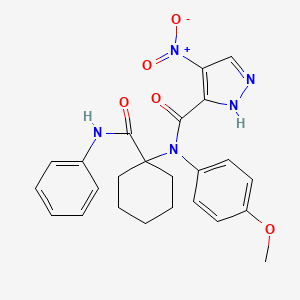 molecular formula C24H25N5O5 B4291562 N-(4-methoxyphenyl)-4-nitro-N-[1-(phenylcarbamoyl)cyclohexyl]-1H-pyrazole-3-carboxamide 