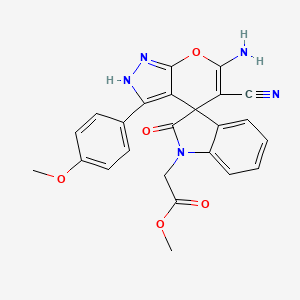 molecular formula C24H19N5O5 B4291706 METHYL 2-[6'-AMINO-5'-CYANO-3'-(4-METHOXYPHENYL)-2-OXO-1,2-DIHYDRO-1'H-SPIRO[INDOLE-3,4'-PYRANO[2,3-C]PYRAZOL]-1-YL]ACETATE 