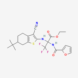 molecular formula C23H26F3N3O4S B4291745 ETHYL 2-[(6-TERT-BUTYL-3-CYANO-4,5,6,7-TETRAHYDRO-1-BENZOTHIOPHEN-2-YL)AMINO]-3,3,3-TRIFLUORO-2-[(FURAN-2-YL)FORMAMIDO]PROPANOATE 