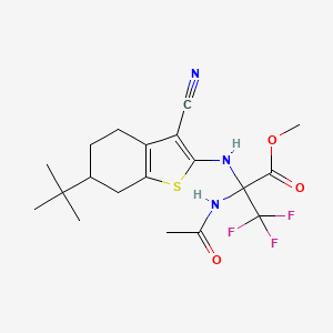 molecular formula C19H24F3N3O3S B4291819 methyl 2-(acetylamino)-N-(6-tert-butyl-3-cyano-4,5,6,7-tetrahydro-1-benzothiophen-2-yl)-3,3,3-trifluoroalaninate 