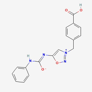 molecular formula C17H14N4O4 B4291926 N'-[3-[(4-carboxyphenyl)methyl]oxadiazol-3-ium-5-yl]-N-phenylcarbamimidate 