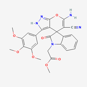 molecular formula C26H23N5O7 B4291966 METHYL 2-[6'-AMINO-5'-CYANO-2-OXO-3'-(3,4,5-TRIMETHOXYPHENYL)-1,2-DIHYDRO-1'H-SPIRO[INDOLE-3,4'-PYRANO[2,3-C]PYRAZOL]-1-YL]ACETATE 