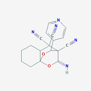molecular formula C18H15N5O2 B4291995 2-IMINO-10-(4-PYRIDINYL)TETRAHYDRO-8A,3-(EPOXYMETHANO)CHROMENE-3,4,4(2H,4AH)-TRICARBONITRILE 