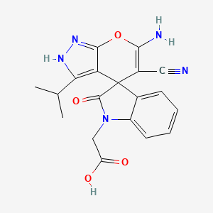 molecular formula C19H17N5O4 B4292019 2-[6'-AMINO-5'-CYANO-2-OXO-3'-(PROPAN-2-YL)-1,2-DIHYDRO-1'H-SPIRO[INDOLE-3,4'-PYRANO[2,3-C]PYRAZOL]-1-YL]ACETIC ACID 