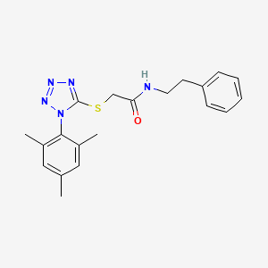 molecular formula C20H23N5OS B4292122 N-(2-PHENYLETHYL)-2-{[1-(2,4,6-TRIMETHYLPHENYL)-1H-1,2,3,4-TETRAZOL-5-YL]SULFANYL}ACETAMIDE 