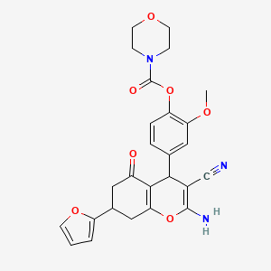 molecular formula C26H25N3O7 B4292174 4-[2-amino-3-cyano-7-(furan-2-yl)-5-oxo-5,6,7,8-tetrahydro-4H-chromen-4-yl]-2-methoxyphenyl morpholine-4-carboxylate 