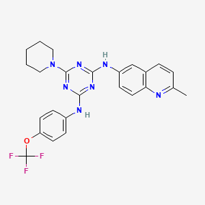 molecular formula C25H24F3N7O B4292221 N2-(2-METHYLQUINOLIN-6-YL)-6-(PIPERIDIN-1-YL)-N4-[4-(TRIFLUOROMETHOXY)PHENYL]-1,3,5-TRIAZINE-2,4-DIAMINE 