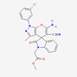 molecular formula C24H18ClN5O4 B4292421 METHYL 2-[6'-AMINO-1'-(3-CHLOROPHENYL)-5'-CYANO-3'-METHYL-2-OXO-1,2-DIHYDRO-1'H-SPIRO[INDOLE-3,4'-PYRANO[2,3-C]PYRAZOL]-1-YL]ACETATE 