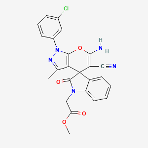 methyl [6'-amino-1'-(3-chlorophenyl)-5'-cyano-3'-methyl-2-oxo-1'H-spiro[indole-3,4'-pyrano[2,3-c]pyrazol]-1(2H)-yl]acetate