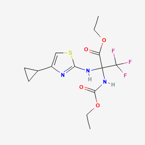 molecular formula C14H18F3N3O4S B4292474 ethyl 2-[(4-cyclopropyl-1,3-thiazol-2-yl)amino]-2-[(ethoxycarbonyl)amino]-3,3,3-trifluoropropanoate 