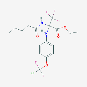 molecular formula C17H20ClF5N2O4 B4292479 ETHYL 2-{[4-(CHLORODIFLUOROMETHOXY)PHENYL]AMINO}-3,3,3-TRIFLUORO-2-PENTANAMIDOPROPANOATE 