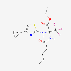 molecular formula C16H22F3N3O3S B4292484 ETHYL 2-[(4-CYCLOPROPYL-1,3-THIAZOL-2-YL)AMINO]-3,3,3-TRIFLUORO-2-PENTANAMIDOPROPANOATE 