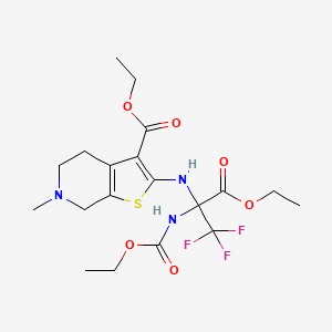 molecular formula C19H26F3N3O6S B4292499 ethyl 2-({1-(ethoxycarbonyl)-1-[(ethoxycarbonyl)amino]-2,2,2-trifluoroethyl}amino)-6-methyl-4,5,6,7-tetrahydrothieno[2,3-c]pyridine-3-carboxylate 