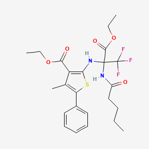 molecular formula C24H29F3N2O5S B4292504 Ethyl 2-{[3-ethoxy-1,1,1-trifluoro-3-oxo-2-(pentanoylamino)propan-2-yl]amino}-4-methyl-5-phenylthiophene-3-carboxylate 
