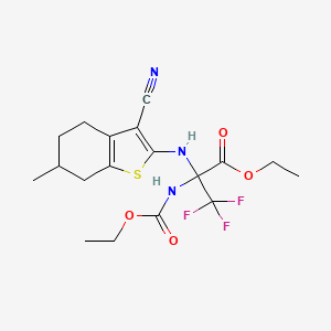 molecular formula C18H22F3N3O4S B4292511 ethyl N-(3-cyano-6-methyl-4,5,6,7-tetrahydro-1-benzothiophen-2-yl)-2-[(ethoxycarbonyl)amino]-3,3,3-trifluoroalaninate 