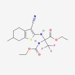 molecular formula C18H22F3N3O4S B4292511 ethyl N-(3-cyano-6-methyl-4,5,6,7-tetrahydro-1-benzothien-2-yl)-2-[(ethoxycarbonyl)amino]-3,3,3-trifluoroalaninate 