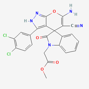 molecular formula C23H15Cl2N5O4 B4292523 methyl [6'-amino-5'-cyano-3'-(3,4-dichlorophenyl)-2-oxo-1'H-spiro[indole-3,4'-pyrano[2,3-c]pyrazol]-1(2H)-yl]acetate 