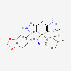 6'-amino-3'-(1,3-benzodioxol-5-yl)-4-bromo-5-methyl-2-oxo-1,2-dihydro-1'H-spiro[indole-3,4'-pyrano[2,3-c]pyrazole]-5'-carbonitrile
